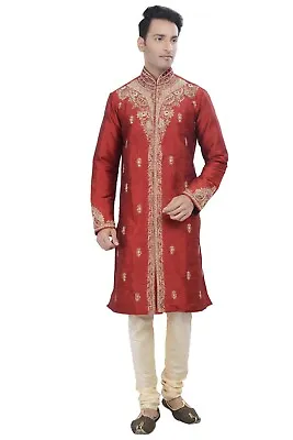 Ethnic Indian Design Bollywood Men Kurta Sherwani 2pc Suit - Worldwide Postage • £54.99