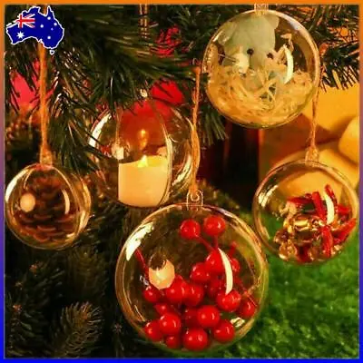 5X Clear Ball Plastic Baubles Fillable Xmas Tree Decor DIY Ornament 3-12CM • $7.98