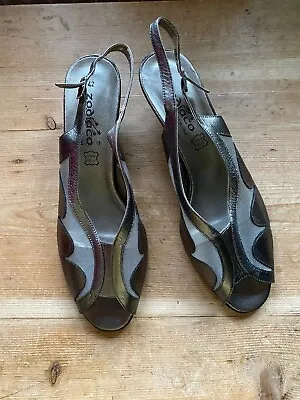 Zodiaco Size 42 EU  8 UK  Silver Grey Slingback Open Toe Leather And Mesh Shoes • £20