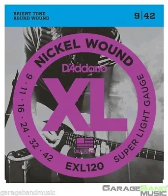 D'Addario EXL120 9-42 Super-Light Gauge Electric Guitar Strings • $7.99