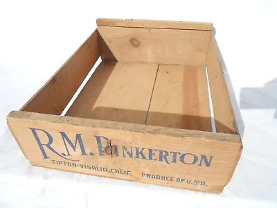 Vintage R.M. Pinkerton Produce Of USA Crate Wooden Box Tipton Visalia California • $38