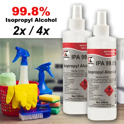 2x / 4x Isopropyl Alcohol 99.8% Spray 250ml Bottle House Office Cleaning  • $27.99