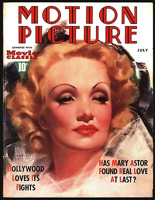 Motion Picture Magazine July 1937 Marlene Dietrich~ Zoe Mozert ~ 1930s Hollywood • $79.99