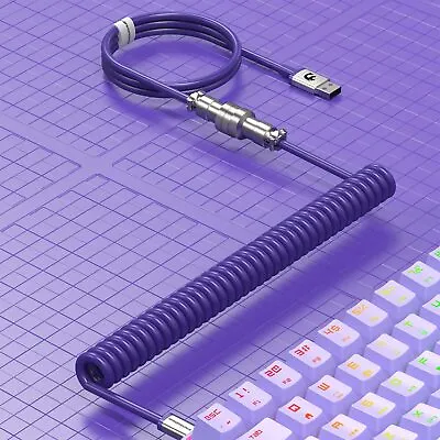 £5.79 • Buy 8ft Coiled Keyboard Cable USB C Custom Cord For TPU Mechanical Gaming Keyboard