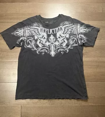 Vintage Affliction Men Cross Skeleton Wings Shirt Y2K Cyber Goth Grunge 2XL (XL) • $65