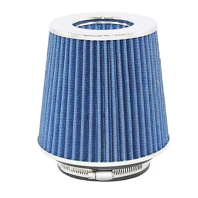 Universal Blue Clamp On Cone Air Filter 6.7  X 6  Tall Fits 3  3.5  & 4  Inlets • $17.95