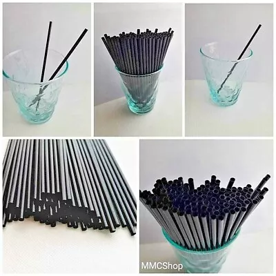 110x Slim Black 5.5  Straight Straws Drinking Pub Party Cocktail 4.3mm • £4.79