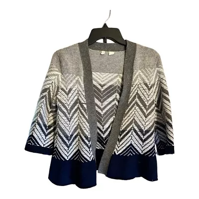 Moth By Anthropologie Chevron Stitch Open Front Cardigan Blue Grey Motif Sz S  • $29