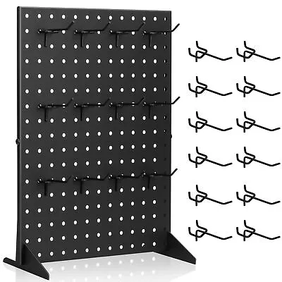 Pegboard Display Stand With 12 Peg Hooks Black Metal 17  X 13  - Retails & Fairs • $44.97