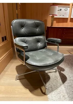 £2375 • Buy Original 1979 Eames Herman Miller Time Life Lobby Desk Arm Chair In Grey Leather