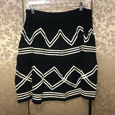 Anthropologie Lil Black Ivory Multi-Color Crooked Path A-Line Skirt Size 8 • $24.99