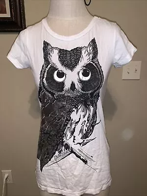 Lauren Moshi Graphic Tee XS Owl Hippie Novelty Retro Lightweight NWOT FLAWS (AA) • $23