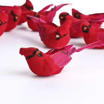 $28.34 • Buy Artificial Bright Red Sitting Cardinal Mushroom Birds