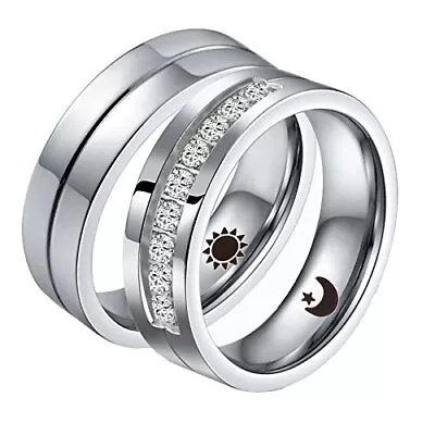 Stainless Steel Matching Couples Rings Best Friend Rings For 2 Sun And Moon W... • $34.55