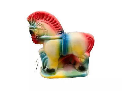 Vintage Colorful Horse Chalkware Carnival Prize Figure Statue 3.5 X 4 Inches • $6