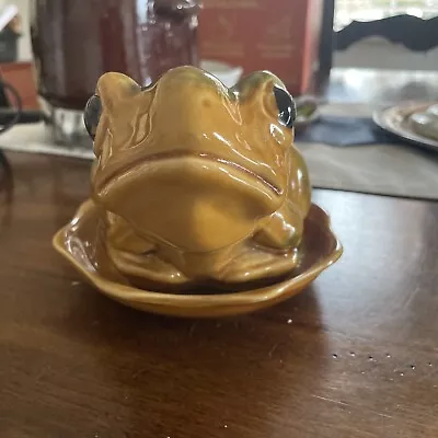 Vintage Brown Frog Planter • $25