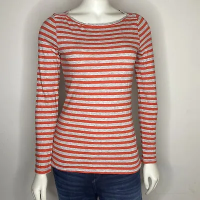 J Crew Womens Painter T Striped Shirt Top Size Small Gray Red Orange Long Sleeve • $11.95