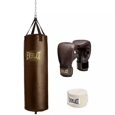 Boxing Everlast 100 Lb Vintage Heavy Duty Bag Kit MMA Training Equipment NEW • $138.99