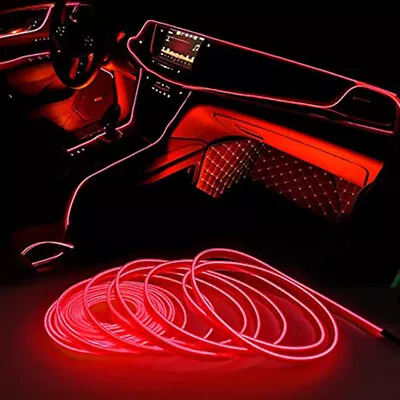 Interior LED Red Car Decorative Lamp Atmosphere Wire Strip Light Accessories 5M • $10.39