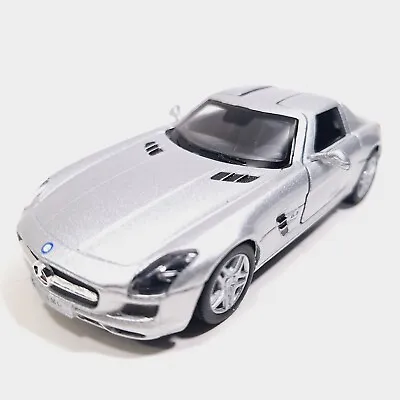 Kinsmart Mercedes-Benz SLS AMG Chrome Silver Hardtop 1/36 Scale Diecast Car • $9.25