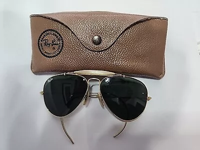 Genuine Vintage Usa Ray Ban Outdoorsman Aviator Sunglasses-gold • $50