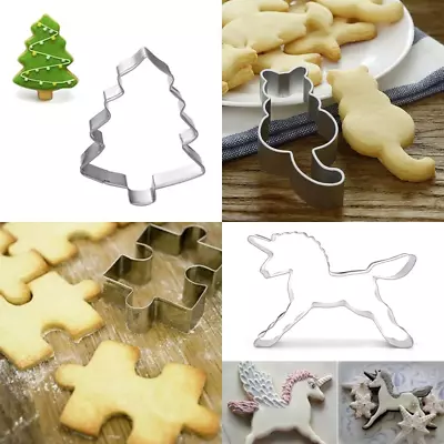 $19.26 • Buy 5pcs Aluminium Cookie Cutter Puzzle Piece Unicorn Cat Christmas Tree