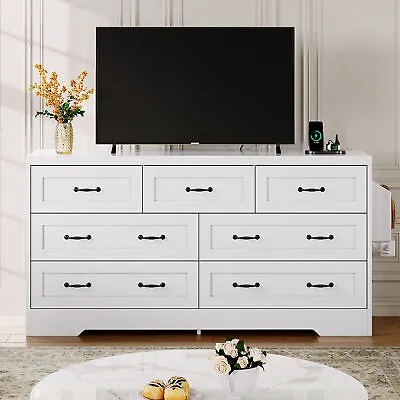 6/7 Drawers Dresser Wooden Storage Dressers Chests Of Drawers For Bedroom Home • $135.89