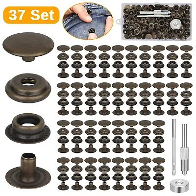 37 Sets Snap Fastener Kit 15MM Press Stud Cap Button Marine Boat Canvas Leather • $13.98