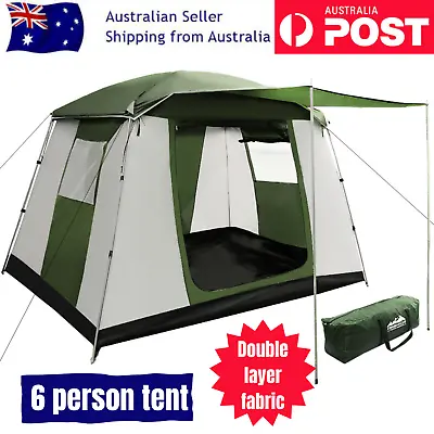 Weisshorn 6 Person Tent Camping Hiking Family Dome Tents Windows Rainfly Awning • $199.95