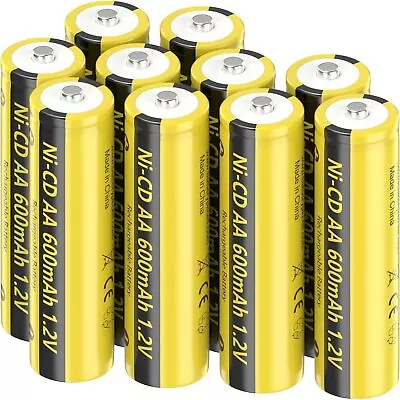 10pcs AA Batteries 1.2V 600mAh NI-CD Rechargeable Battery For Solar Lights Lamps • $18.25