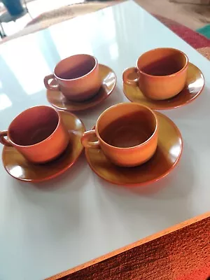 £35 • Buy Vintage Arcopal France Amber Glass  Espresso Coffee Cups, Saucers 