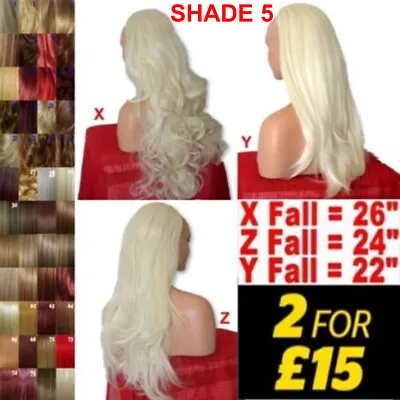 Long Brown Blonde Half Wigs Blonde Auburn Red Curly Wavy Straight 3/4 Wig Falls • £9.99