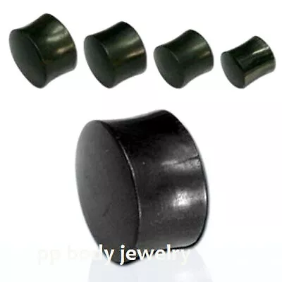 PAIR Of Organic Solid Black ARENG Wood Saddle Ear Plugs 3mm - 30mm • $5.06