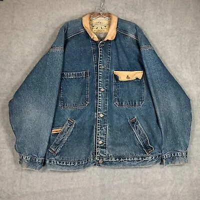 VINTAGE Banana Republic Jacket Mens XL Blue Denim Safari Travel 90s 80s USA MADE • $55.99