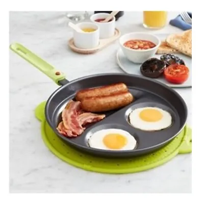 £9.99 • Buy 3in1 Breakfast Frying Pan Grill Non Stick All In One Divider Perfect Fried Eggs