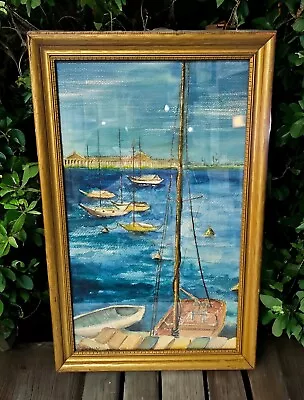 Vintage Sailboats Original Watercolor Painting Signed Large Nautical • $50