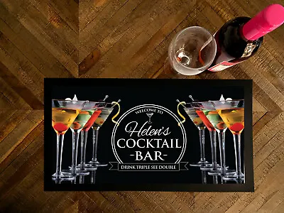 Personalised Bar Runner Mat - With Any Name Cocktail Home Bar Runner Mat  • £15.45