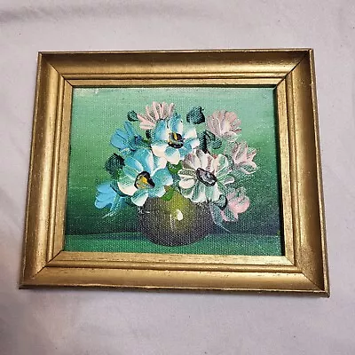 Original Oil Painting -   Flowers Still Life   - Vintage Framed Small Miniature • $23.99