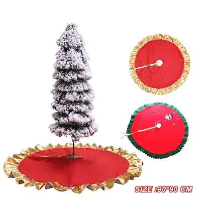 Long Luxury Christmas Tree Skirt Mat Festive Xmas Floor Decor Ornament CZ • $10.87