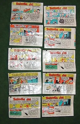 Lot Of 10 Vintage 1950's - 60's BAZOOKA JOE And His GANG Comic Gum  Wrappers • $9.95