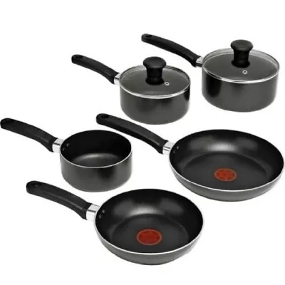 Tefal Delight B020S544 Non-Stick 5 Pcs Frying Pan Saucepan Cookware Set Black • £49.99