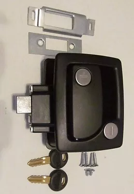 $69.95 • Buy TriMark 060-0251 BLACK RV Trailer Entry Door Latch Deadbolt Handle Lock Keys Kit