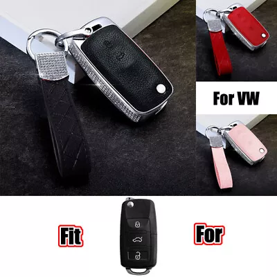 Zinc Alloy Diamond Car Key Case Cover For VW Tiguan Golf MK5 MK6 Skoda Passat CC • $42.50