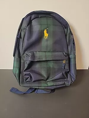 Polo Ralph Lauren Blackwatch Green Tartan Plaid Leather Backpack NWT • $74.95