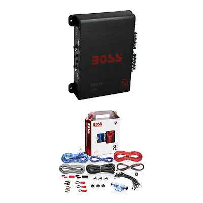 BOSS R1004 400W 4-Channel RIOT Car Audio Power Amplifier Amp & 8 Gauge Amp Kit  • $77.99