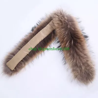 100% Real Fur Collar Real Raccoon Fur Scarf Trim For DIY Unisex Jacket Coat Hood • $16.19