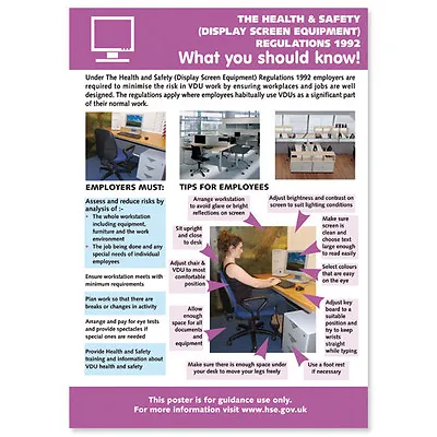£5.49 • Buy Health And Safety Display Screen Equipment. POSTER / SIGN Ref: HS110 420 X 594mm
