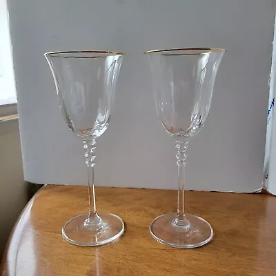 MIKASA Crystal SONNET CLEAR Optic Pattern Set Of 2 Water Goblets 8 3/8  • $31.33