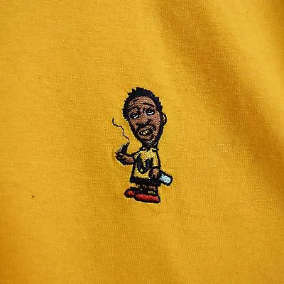 ODB X Charlie Brown Smoke Embroidered Yellow Tee T-Shirt By Actual Fact • £19.99