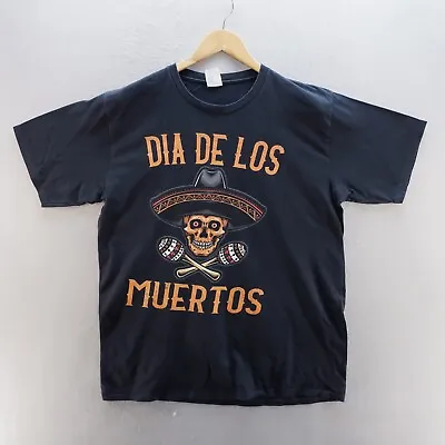 £12.88 • Buy Dia De Los Muertos T Shirt Large Black Graphic Print Skull Cotton Mens